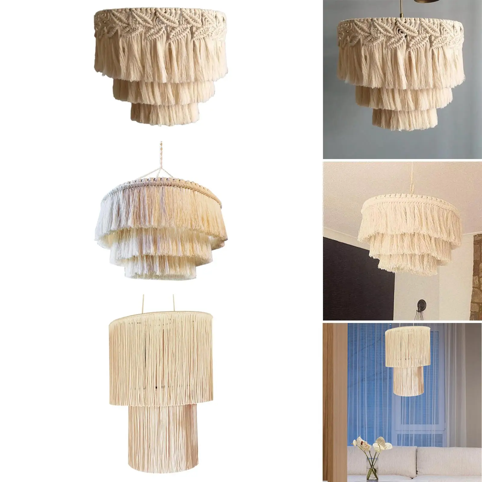 Macrame Lamp Shade Handmade Pendant Light Shade for Office Bedroom Dorm Room