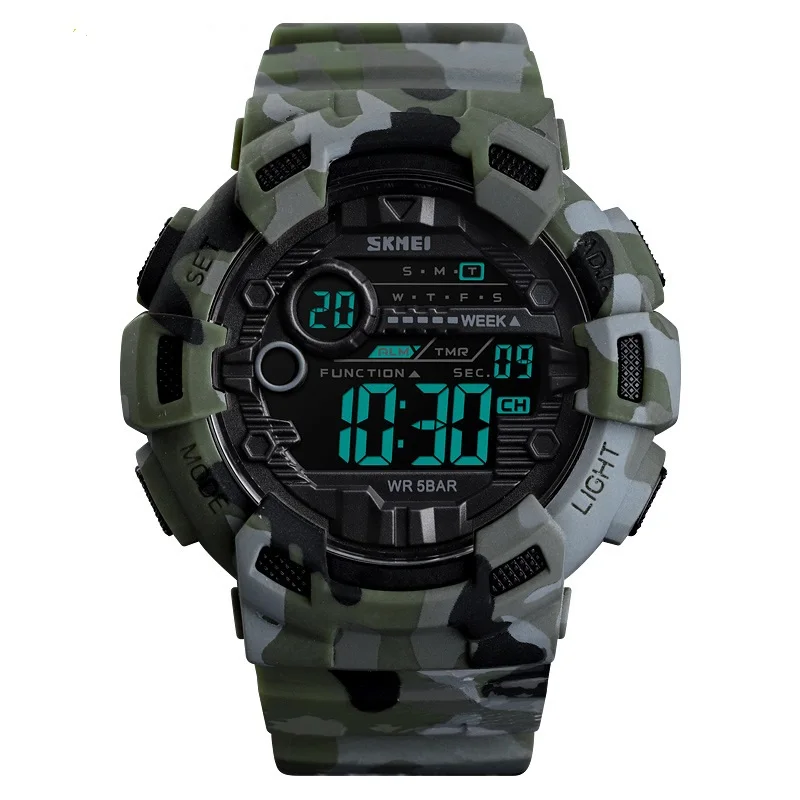 New Camo Men Sports Watch Fashion Waterproof Digital Movement Wristwatch Teenagers Outdoor Multifunction Watches