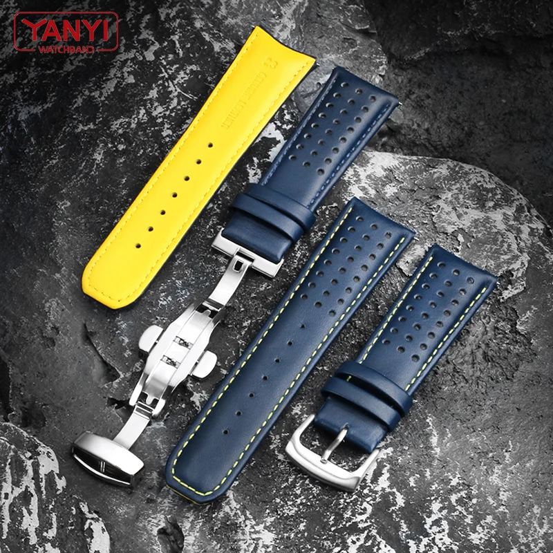 Premium Genuine Leather Watchband with Curved Ends – Classic Bracelet Strap in 22mm and 23mm