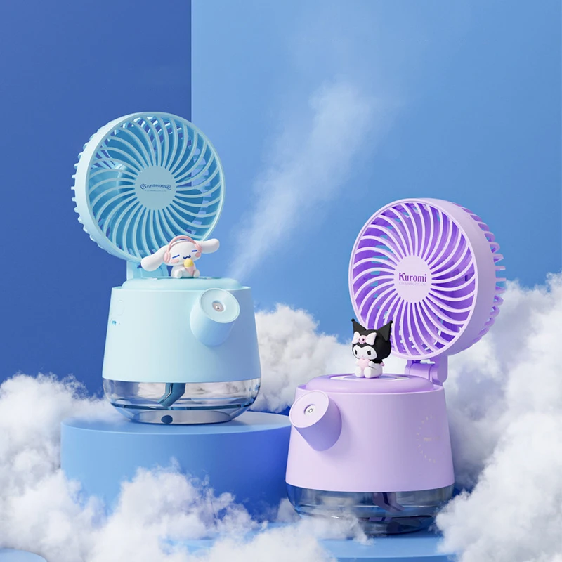 

Sanrio Kawaii аниме Kuromi My Melody мультяшный чайник распылитель вентилятор 4 в 1 настольный USB Перезаряжаемый телефон в подарок