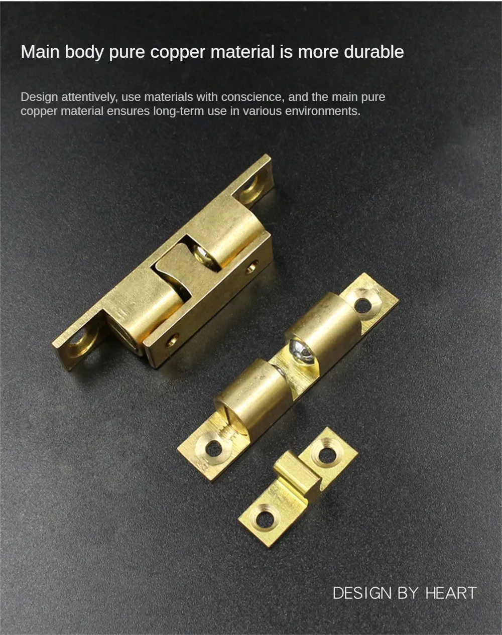Description Picture 3 of itemCabinet Door Catch Solid Brass Adjustable Spring Ball Furniture Door Closer with Free Screws 40mm/50mm/60mm/70mm