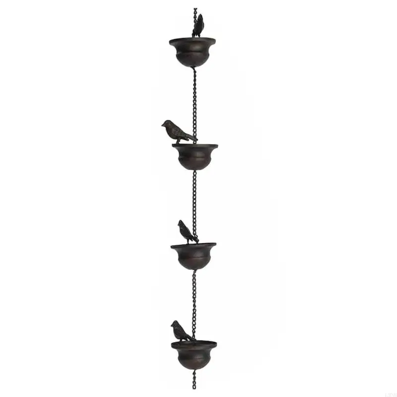 L9NB Birds on Cups Rain Chain for Gutters Downspouts Decorative Bird Rain Chain