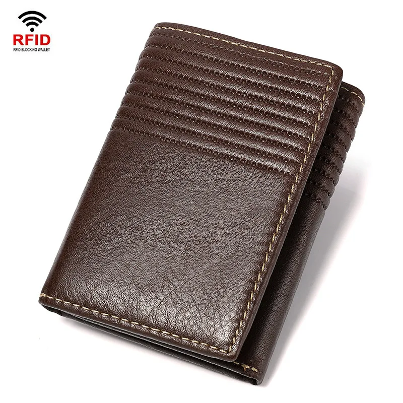 

Men Smart Wallet Rfid Safe Anti-theft Holder Women Small Purse Bank ID Cardholder Thin Case Black Genuin Leather Card Clip Bag