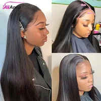 26 28 30 pouces 6X4 droite sans colle perruques cheveux humains prêt à porter Go perruques de cheveux humains brésilien pré-coupé fermeture perruque perruque de cheveux humains 4