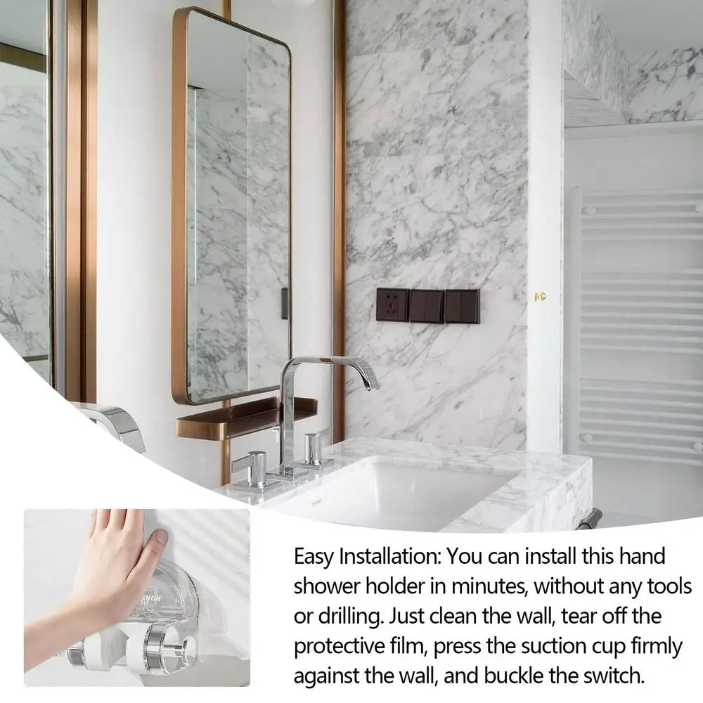 Description Picture 5 of itemAdjustable Shower Bracket Wall Mount No Drill Suction Cup Shower Wand Holder Handheld Sprayer Holders For Shower Bathroom Hotel