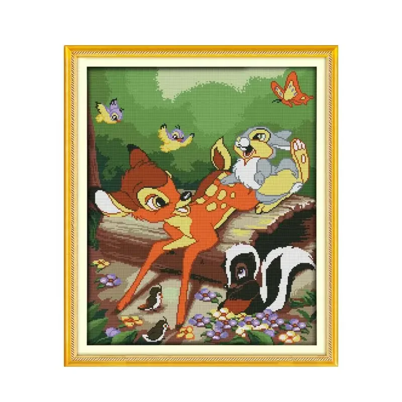 A forest deer cross stitch kit cartoon 14ct 11ct count pre print canvas stitching embroidery DIY handmade needlework