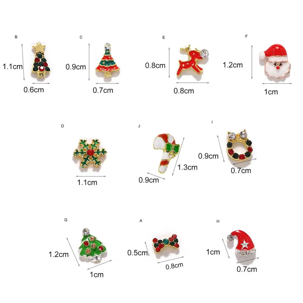 Nail Ornament Creative Shape Easy to Apply Decorative Alloy Colorful Xmas Style DIY Nail Art Decoration Nail Supplies