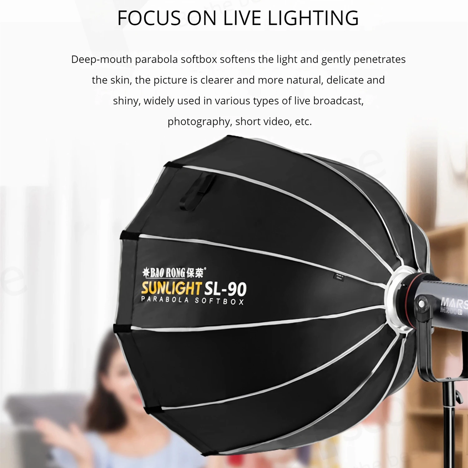 Portable 12 Rod Deep Parabola Softbox with Flipped Bowens Mount Plate Space-saving Lighting Diffuser Quick Install/Dismantle photography softbox bowens mount softbox portable softbox photography lighting kit