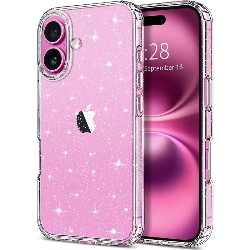 Glitter Clear Phone Case For iPhone 17 Air 16 15 14 13 12 11 Pro Max X XR XS Max 8 7 Plus Women Girls Soft Shockproof Cover 1