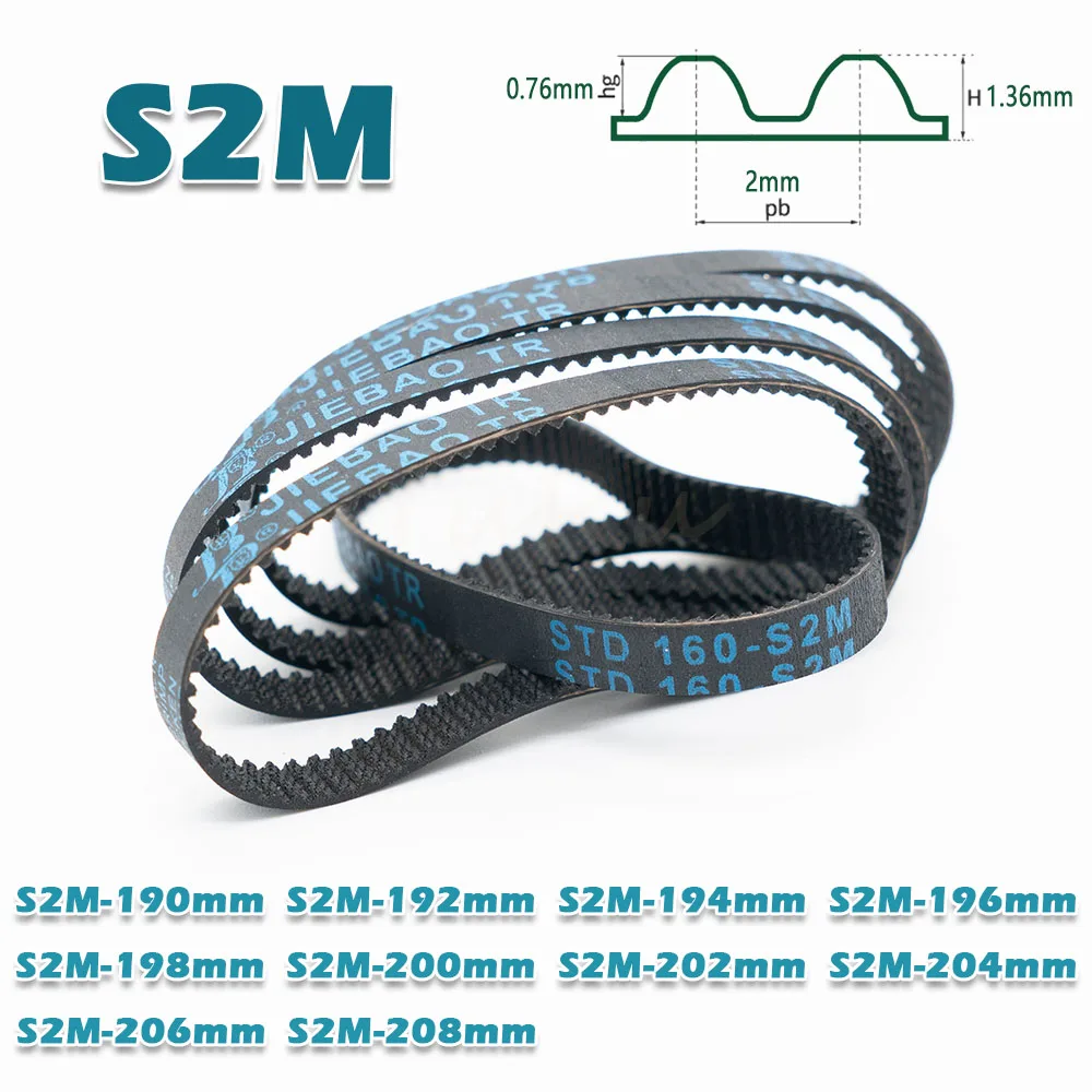 Description Picture 6 of itemS2M Timing Belt Perimeter 210 212 214 216 218 220 222 224 226 228mm Width 4~20mm CNC Transmission Rubber 2M Closed Loop Drive