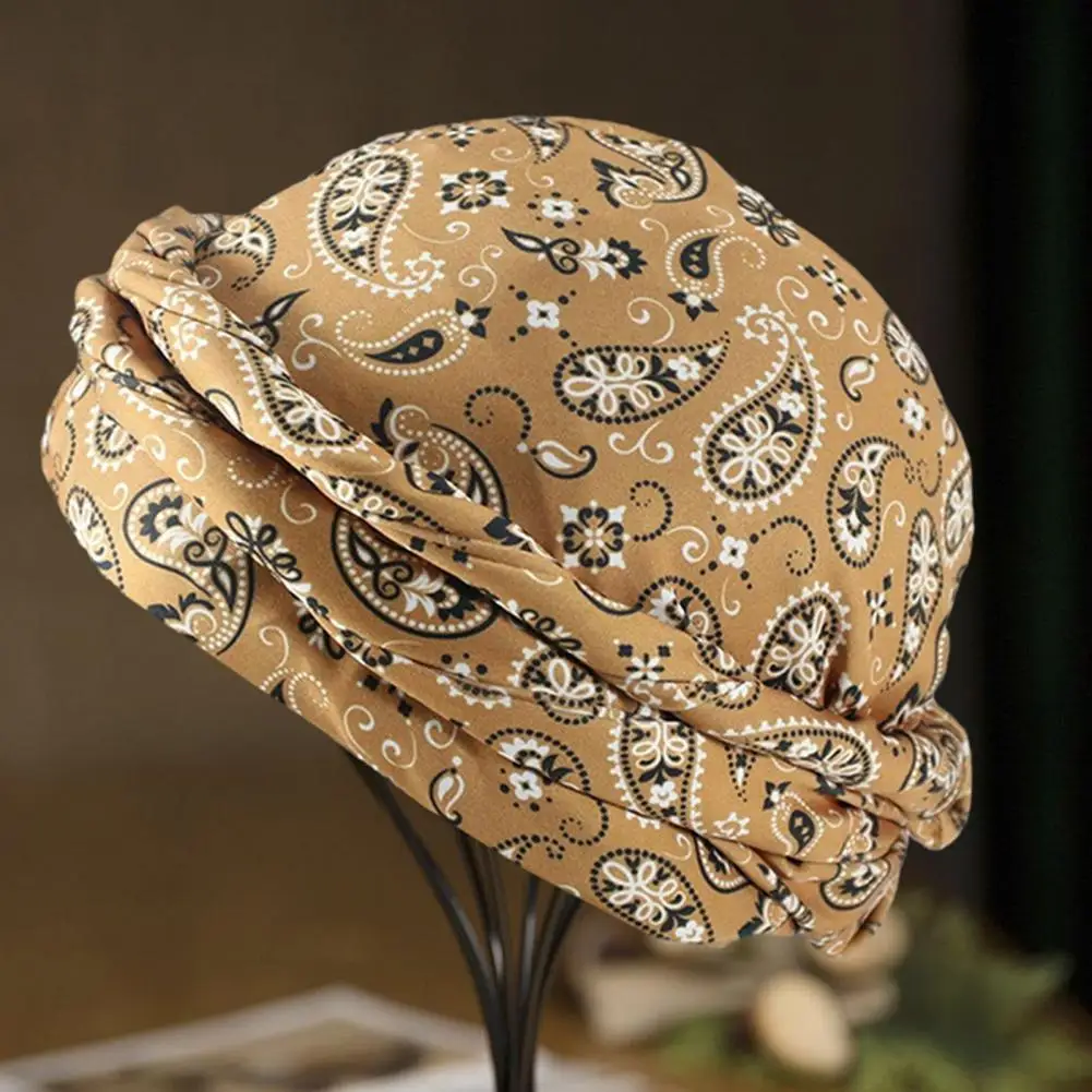 Double Layer Men Turban Hat Bohemia Cashew Flower Printing Classical Men's Autumn Hats Solid Color Beanies Hip Hop Hats Skullies men hats