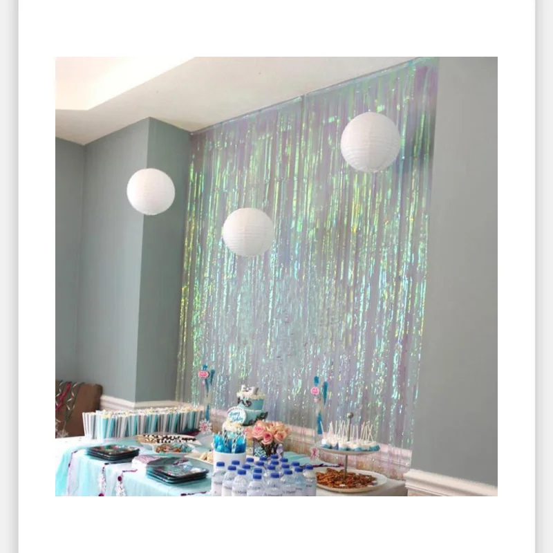 Rainbow Fringe Foil Curtain Party Tinsel Backdrop Wedding Birthday Showers Party Doorway Free