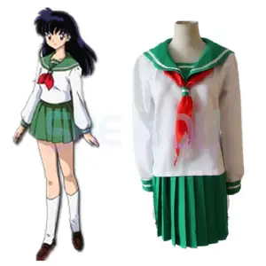 Anime Inuyasha Higurashi Kagome Cosplay Costume Girls School Uniforms Sailor Suits Women Dresses Tops + Skirt + Tie