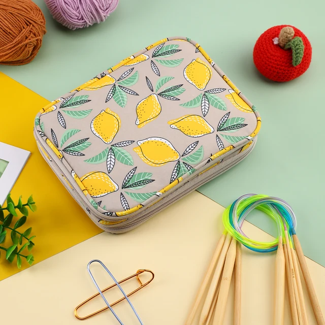 Yellow Lemon Empty Knitting Needles Storage Bag Waterproof Knitting Kit Case Organizer Bag For Sewing Tool Accessories Gift 1