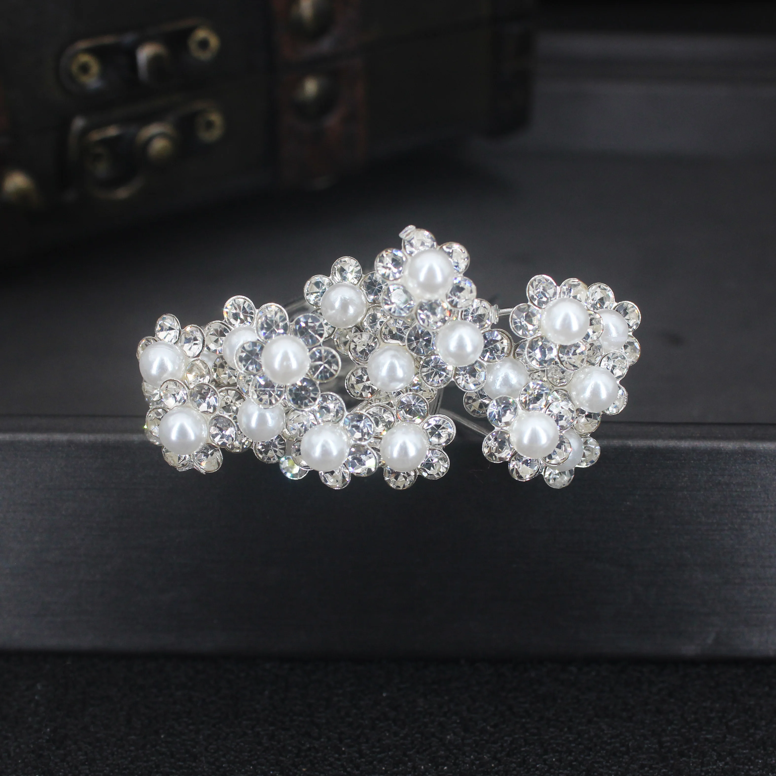 Wedding Bridal U Shape Rose Hair Pin Barrettes Crystal Hairpin Clips Hair Jewelry DIY Accessories