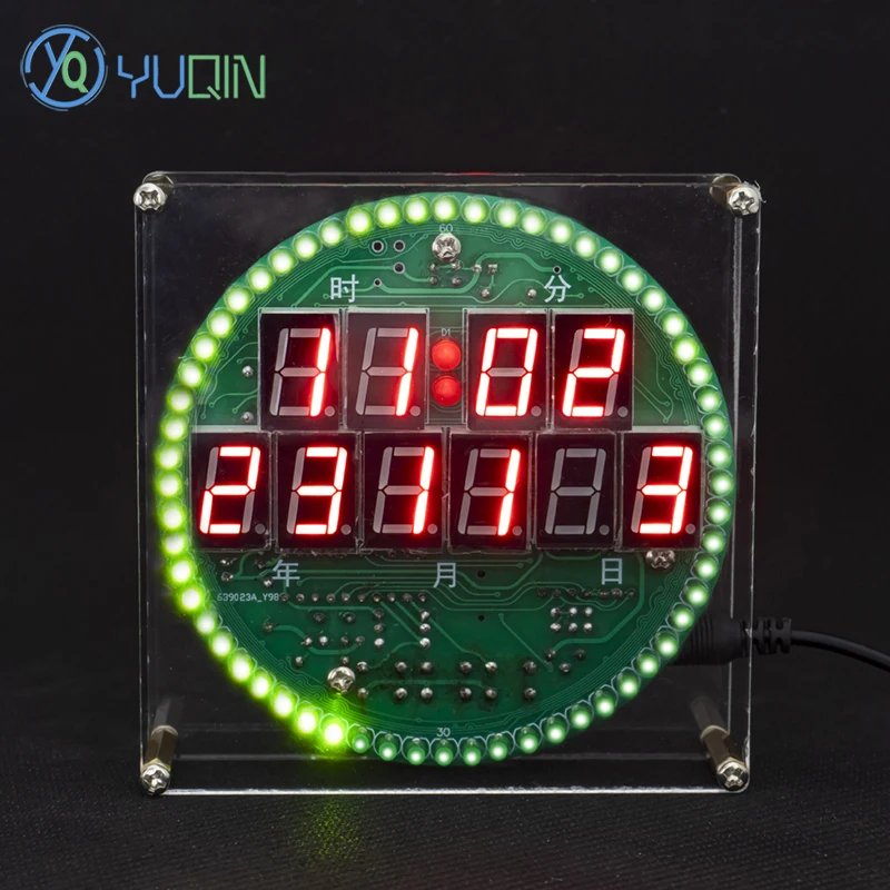 LED Rotating Digital Clock Kit - DIY Perpetual Calendar Alarm