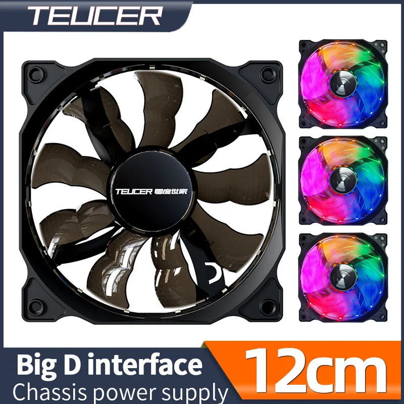 

Teucer 120mm PC Case Fan 12V Big 4Pin Chassis Power Supply Low Noise Quiet Double Vortex Brown Leaves 15 Leds Cooling Ventilator