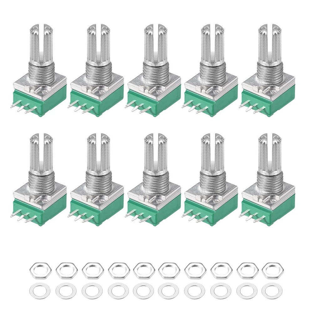 Lot De 5 Potentiomètres Double/Double Étanches RV097 - Arbre 15mm, 6 Broches, Résistance B1K à B500K