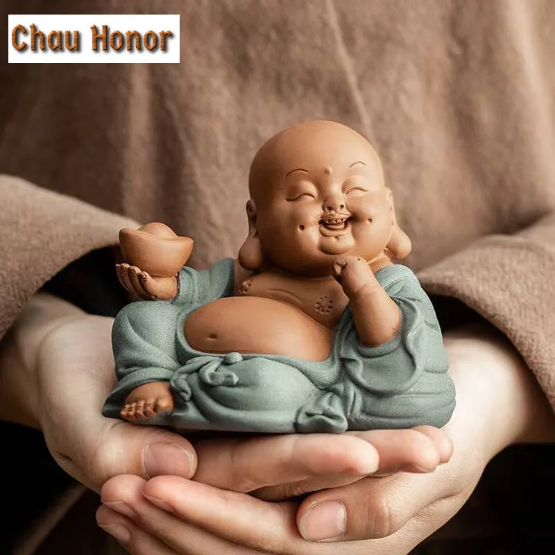 Ceramic Maitreya Buddha Statue Maitreya Buddha Tea Pet Teahouse Ornaments Ceramic Home Decor Sculpture Tea Ceremony Accessories