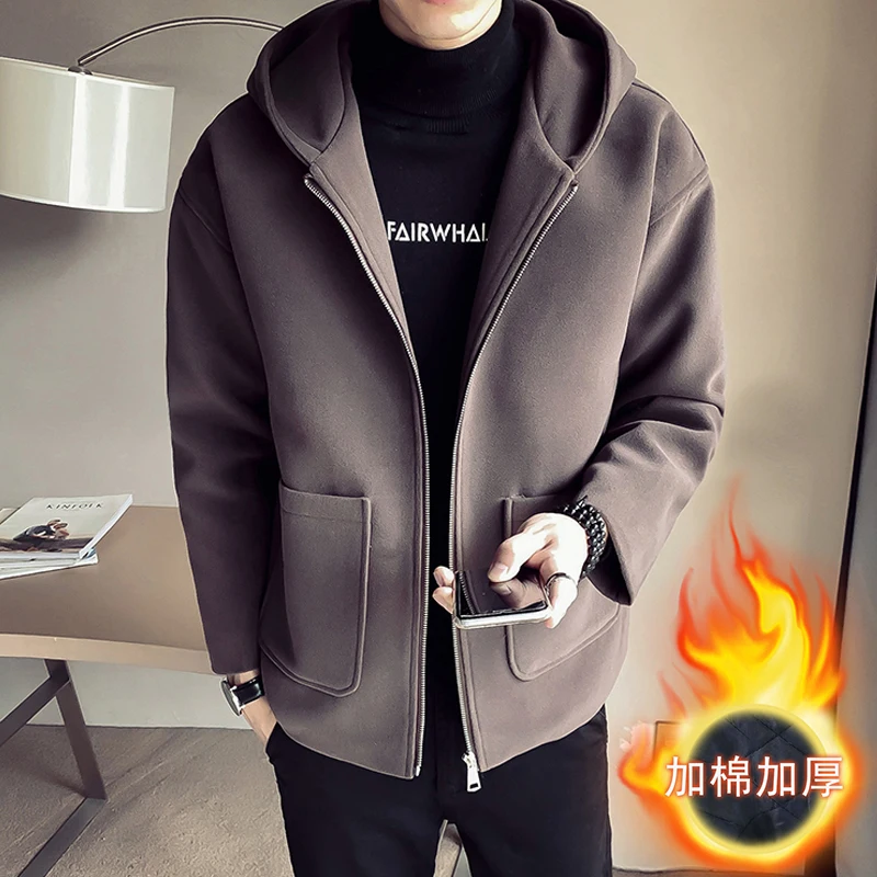 2022 Brand Clothing Men Keep Warm in Winter Woolen Coat/Male Slim Fit Hoodie Casual woollen Jacket Men's Casual Trench Coat 3XL winter sweater for men plus velvet 2022 new fashion thick keep warm student male knitted pullover sweater teenage boys m60