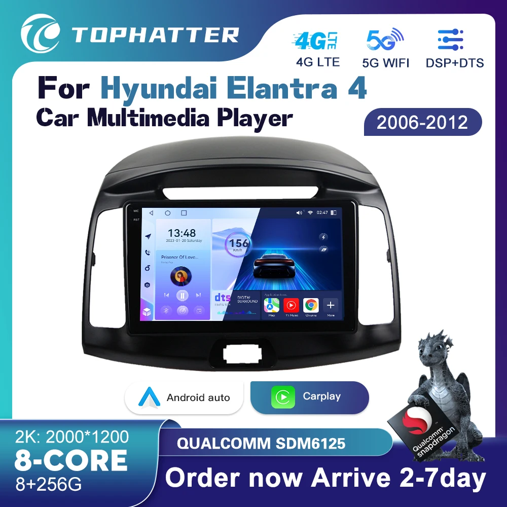 

Android 13 2Din 4G Car Radio Multimedia Video Player for Hyundai Elantra HD 2006-2011 Navigation GPS Auto Stereo Carplay