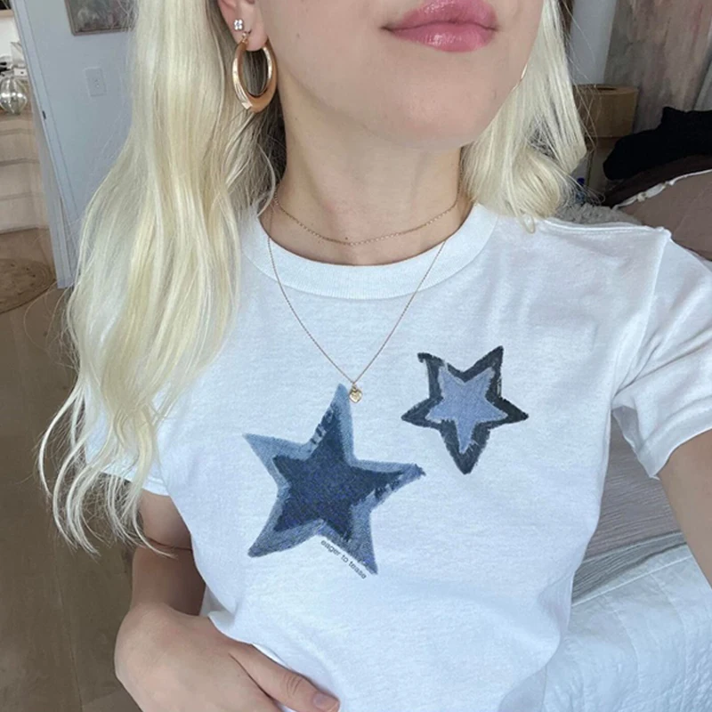 

Harajuku baby T-shirt cute women's printed beautiful fairy cut top Y2k clothes punk street clothing sweet expression girl sexy T