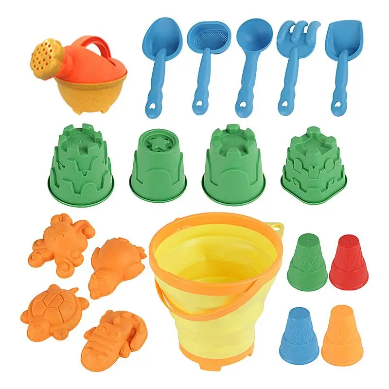 

Beach Sand Castle Kit Bright Color Sand Bucket Shovels Set Sand Digging Tool Set 20Pcs Dig Stack Carve Build Sandcastles Sandbox