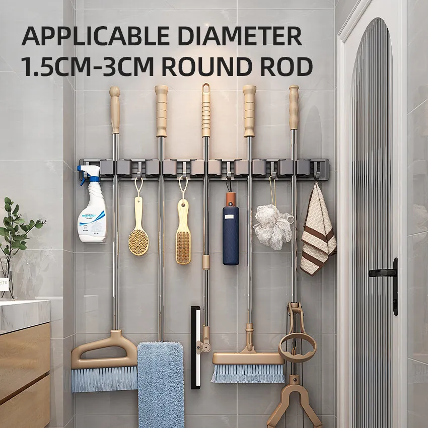 걸레 빗자루 홀더 후크 욕실 도구 보관함 의무 실용적인 클립 후크 주최자 공간 절약형 옷걸이 슬롯 걸레 홀더