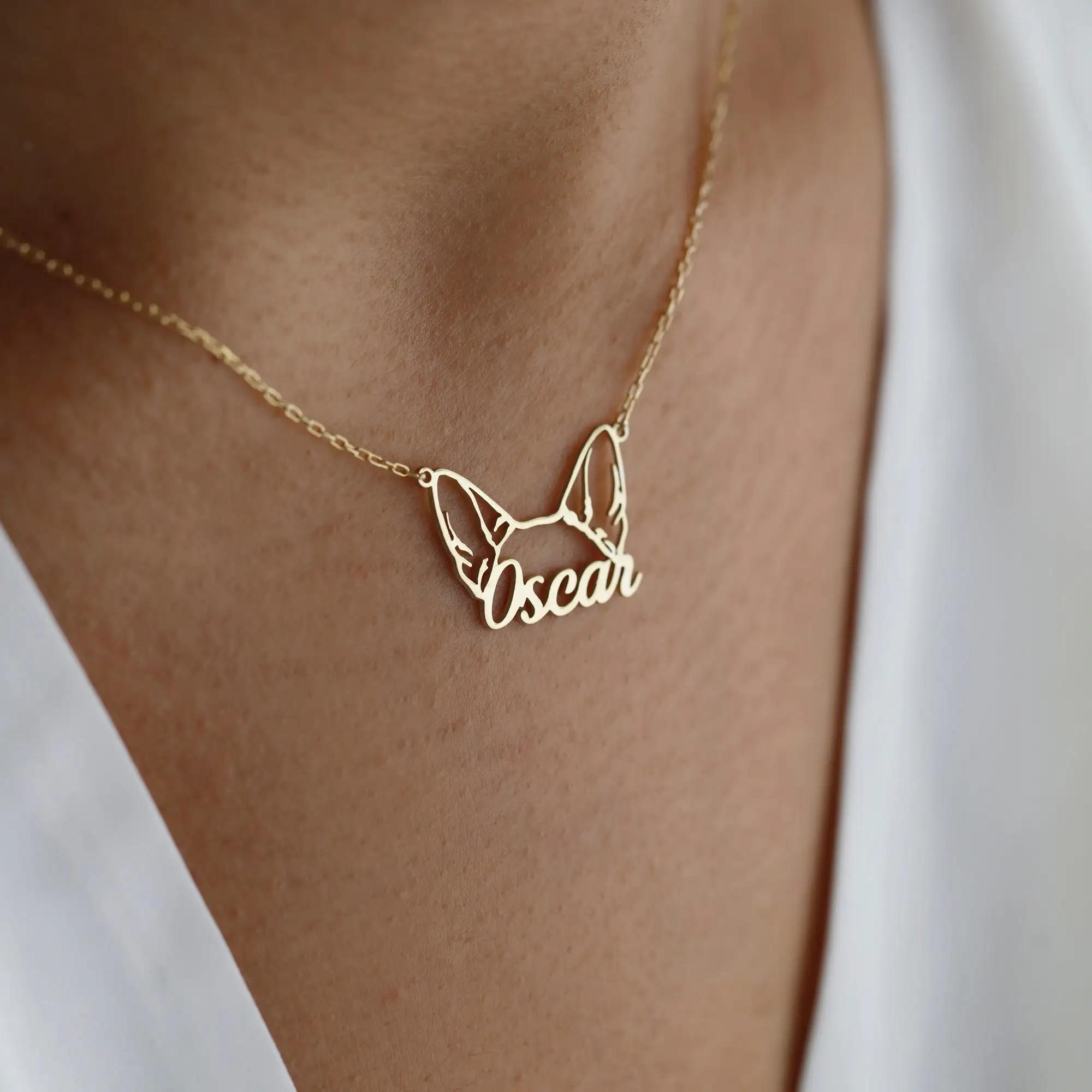 Custom Dog Ears Name Necklace Personalized Pet Name Necklace Animal Memorial Necklace Birthday Gift for Her