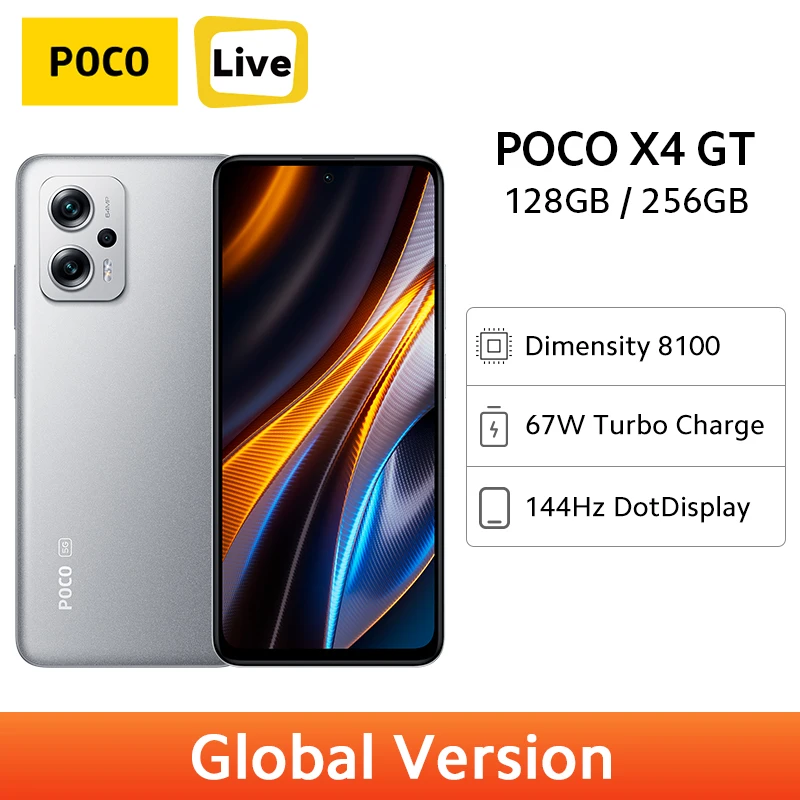 Global Version Poco X4 Gt 5g Cellphone 128gb/256gb Dimensity 8100 Nfc
