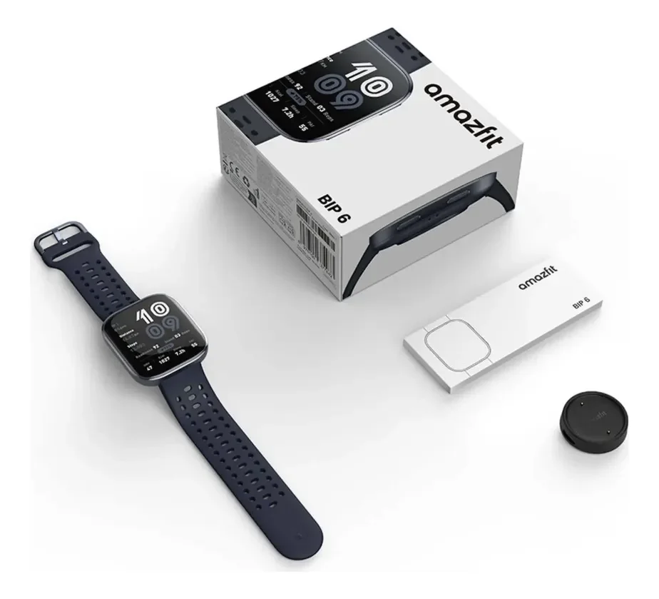 Relógio Inteligente Amazfit Bip 6 46mm, Bateria de 14 Dias, Tela AMOLED de 1.97", GPS e Mapas Gratuitos, Resistência à Água de 15 ATM