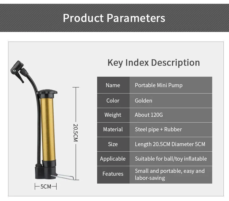 Description Picture 2 of item1Pcs Bicycle Pump Inflator Cycling Hand Mini High Pressure Bicycle Pumps Air Ball Pump For Football Basketball Bike Accessories