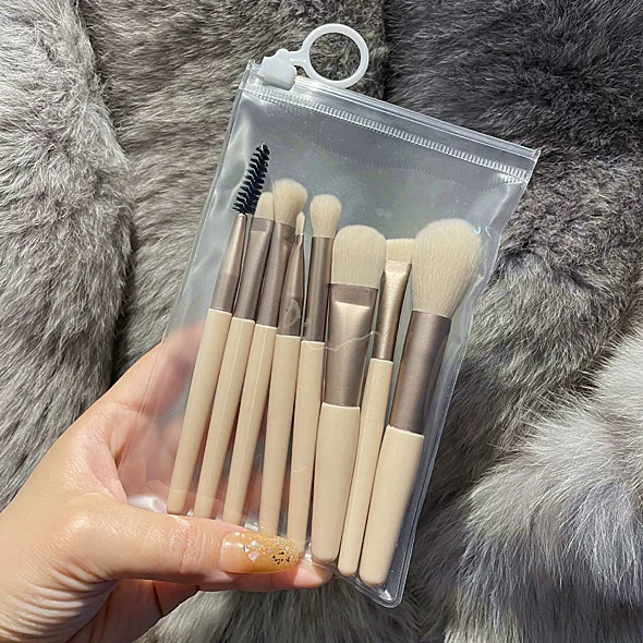 EJWQWQE 8pcs Mini Makeup Brush Set Foundation Powder Concealers Eye Shadows  Blush Cosmetic Brushes With Storage Bag Small Size Portable For Home Office  Travel Outdoor 