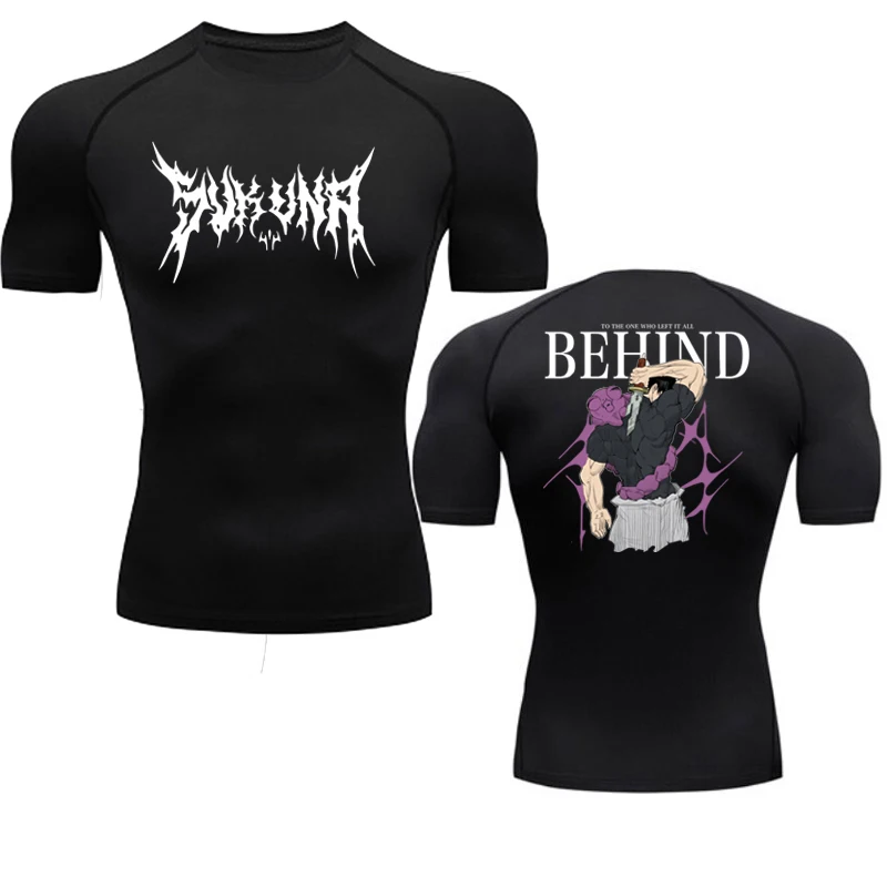 Anime Jujutsu Kaisen Compression Shirt Men Fitness Gym Sport Running T-Shirt Rashgard Tops Tee Quick Dry Short Sleeve T-Shirt Compression T Shirt Sport T Shirt
