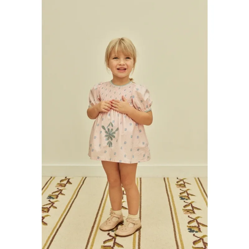 Girls' Tops in Stock 2026 AP New Summer Rompers Baby Embroidered Flower Shirt Flower Bud Pants Baby Color Stripe Crawling Suit - 4