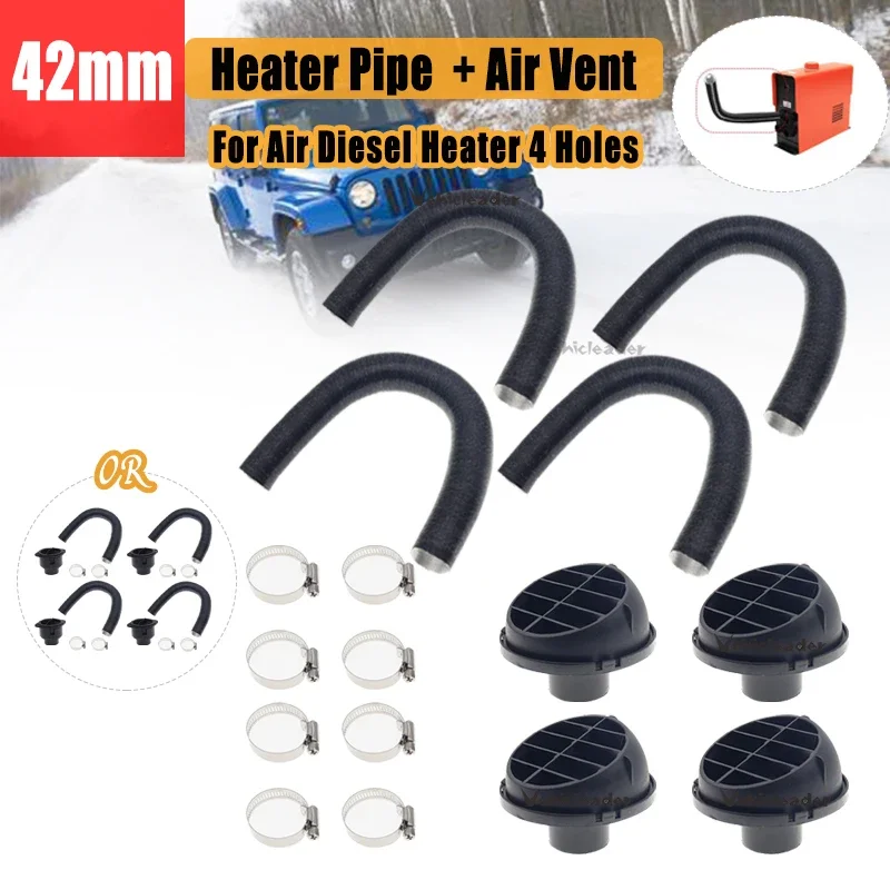 4Pcs 42mm Car Heater Ducting Pipe+32-80cm Length Air Diesel Heater Parking Duct Air Vent Outlet Hose For Webasto Eberspacher