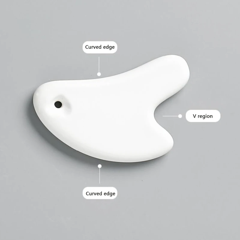 White Ceramic Scraping Board Facial Guasha Handheld Full Body Universal Type Acupoint Massager Lymphatic Drainage Massager 3