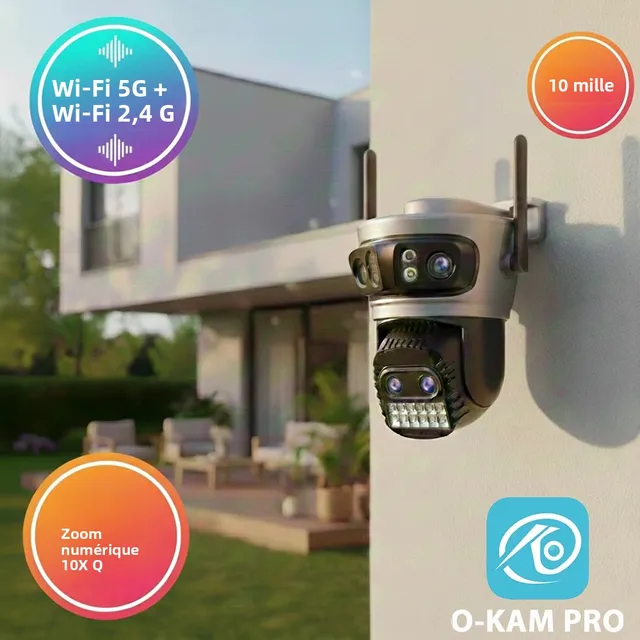 Caméra de sécurité WiFi 20MP 10K, Zoom numérique extérieur 10X 2.4G/5G, caméra de Surveillance à domicile, détection humaine, Vision nocturne longue portée 1