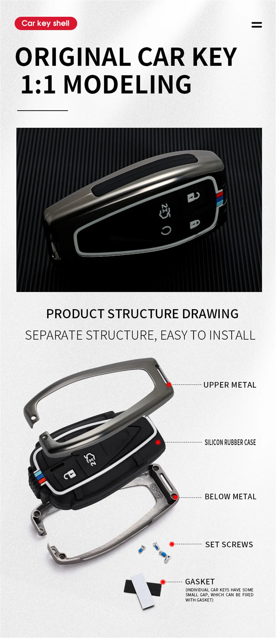 Gel di silice della lega galvanizzata Shell della copertura completa della cassa chiave dell'automobile per il portachiavi di protezione di Changan CS35PLUS CS55PLUS CS75PLUS 2019-2020 - Sd9a7cadbdbb247839bca5e4297d72f7cq