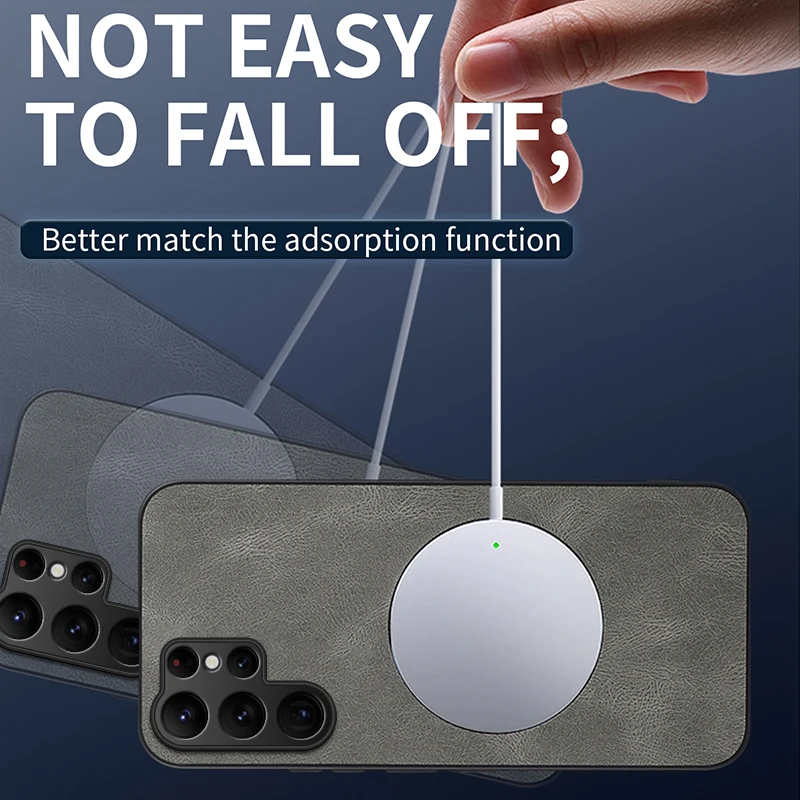 Magsafe Magnetic Luxury Solid Color Leather Phone Case