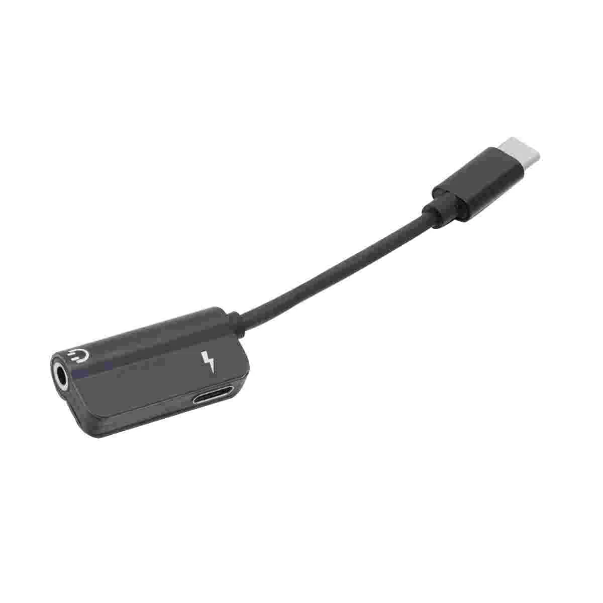 

2-in-1 USB Type C to 35mm Earphone Adapter USB- Cable 35 Jack Headphone Adapter for Phone (Black)