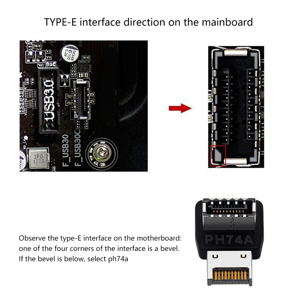 Angolo retto USB Tipo E Adattatore USB3.1 Tipo E Convertori