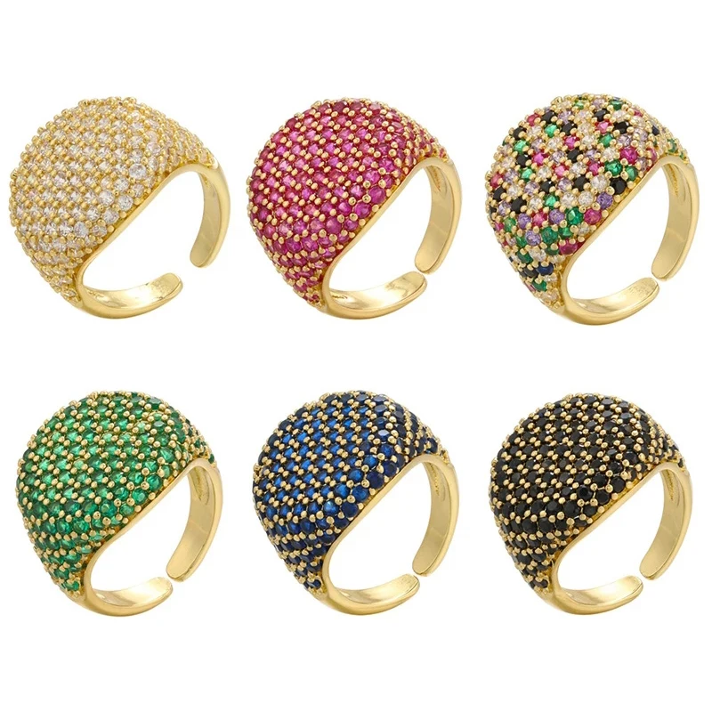 ZHUKOU جديد الذهب اللون الفضي اللون الحلوى كريستال الدائري للنساء تشيكوسلوفاكيا الزركون افتتاح المرأة خاتم مجوهرات الأزياء بالجملة VJ337