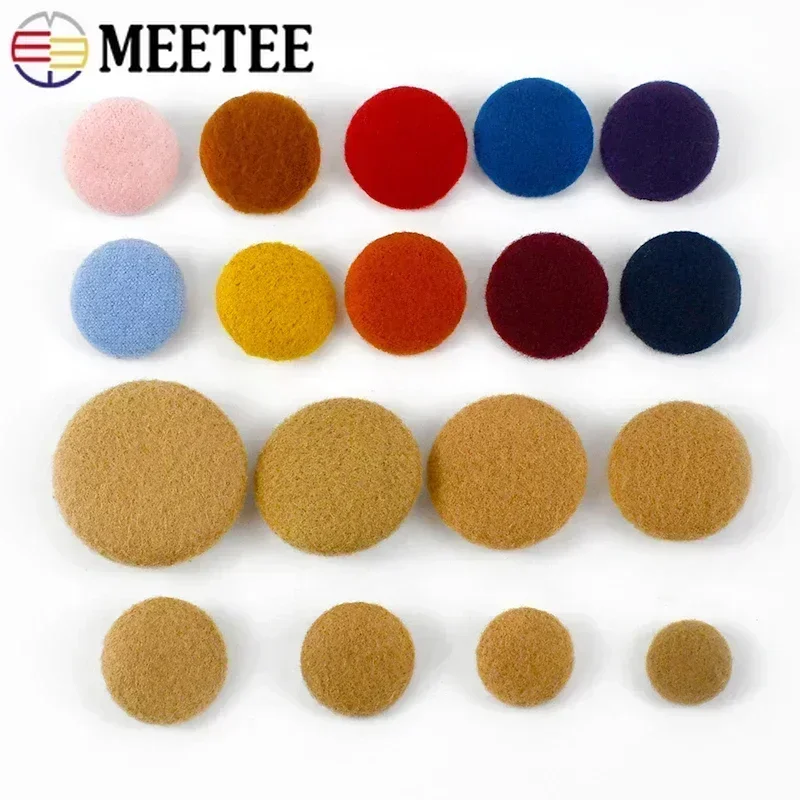 Meetee 50Pcs 15-38mm High-grade Cashmere Covered Buttons Windbreaker Coat Button DIY Sewing Clothing Scrapbooking Accessories 6