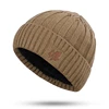 2022 New Fashion Men's Winter Knit Beanie Scarf Brand Maple Leaf Thick Lining Plus Velvet casual hat Solid color Soft Cap Bonnet 1