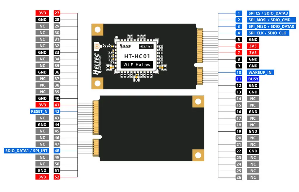 Heltec Wi-Fi HaLow IEEE 802.11ah HT-HC01P V2 모듈 지원 미니 PCIe 인터페이스 27dBm 장거리 전송 보안 IoT