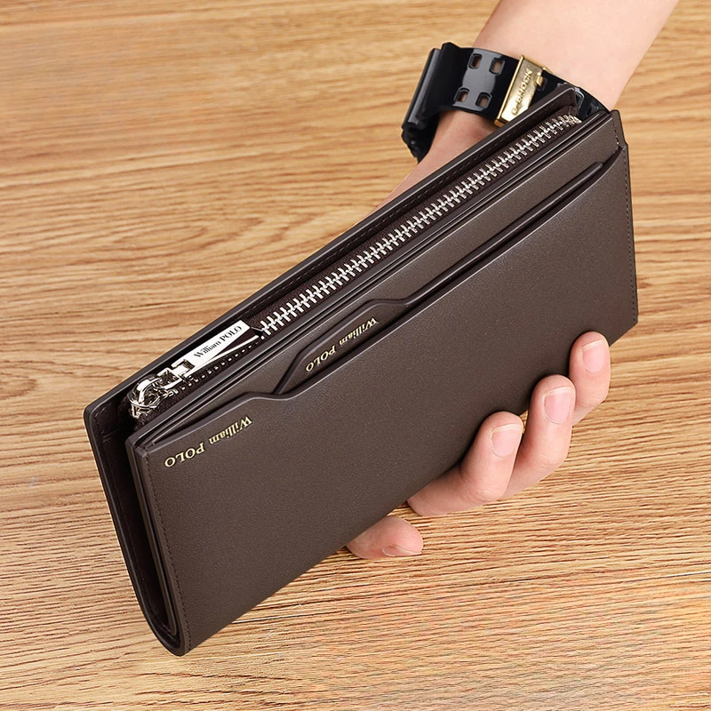 2024 Classic Business Men's Genuine Leather Wallet Long Multi Card Large Capacity Handheld Bags Card Bag portemonnee heren