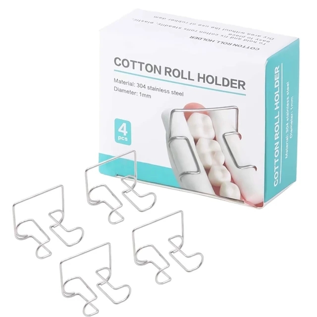 4Pcs Dental Cotton Roll Holder Clip Stainless Steel Dental Lab Supplies Clinic Ortho Isolator Tool Autoclavable Cotton Roll Clip