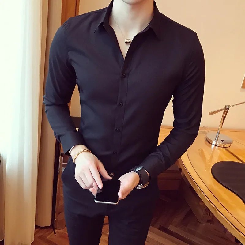 2024 Brand Clothing Men's Summer High Quality Casual Long-Sleeved Shirt/Male Slim Fit Lapel Fashion Shirts/Tops Plus Size S-3XL