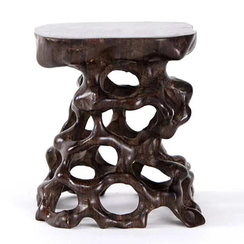 Wood Carved Bonsai Display Pedestal Vase, Artical Statue, Luxury Collection Base, Classical Design